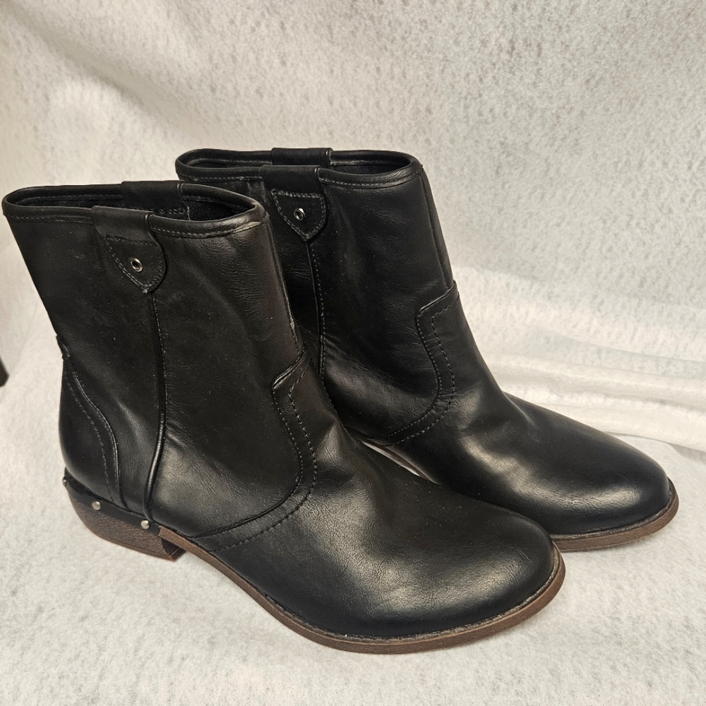 Genuine Leather Black Ankle Booties
